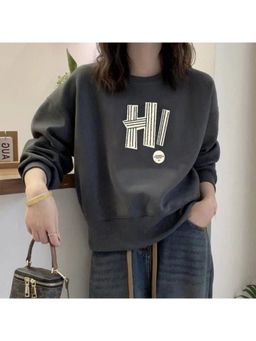 Outzidr - Graphic Oversized Grey Sweatshirt