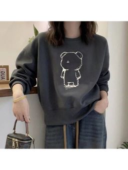 Outzidr - Graphic Oversized Grey Sweatshirt