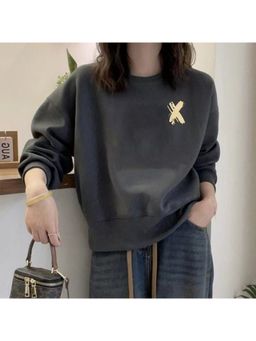 Outzidr - Graphic Oversized Grey Sweatshirt