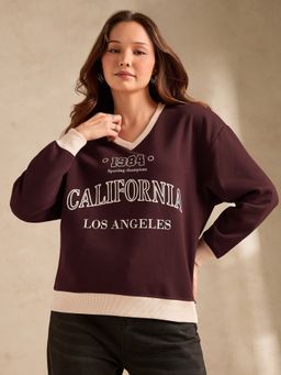 Outzidr - Varsity Graphic Brown Sweatshirt
