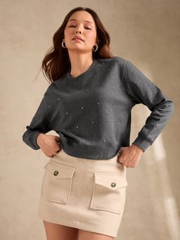 Outzidr - Full Sleeve Regular Grey Sweatshirt