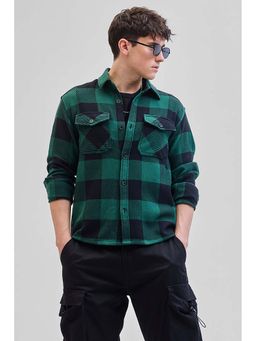Snitch - Green Checks Full Sleeves Relaxed Casual Shirt for Men