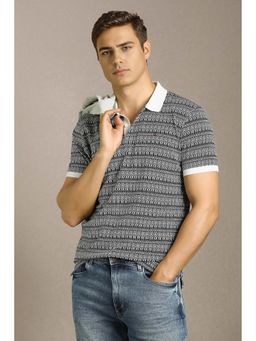 Louis Philippe - Men Multi-Color Print Polo Neck T-Shirt