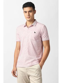 Van Heusen - Men Pink Stripe Polo Neck T-Shirt