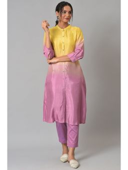 W - Purple Ombre Kurta with Slim Pant (Set of 2)