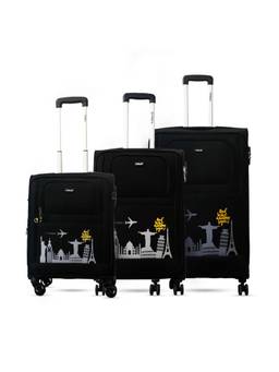 TIMUS - Salsa Plus Soft Luggage Combo - Black (Pack of 3)