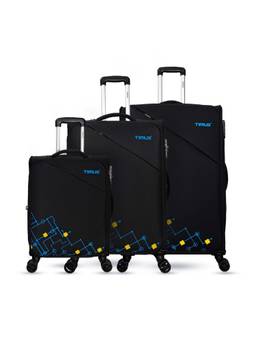 TIMUS - Flash Plus Soft Luggage Combo - Black (Pack of 3)