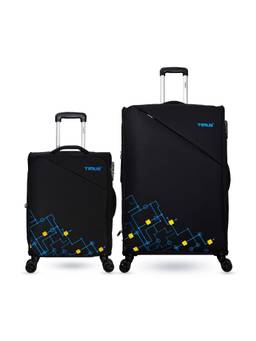 TIMUS - Flash Plus Soft Luggage Combo - Black (Pack of 2)