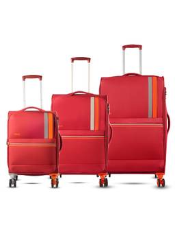 TIMUS - Sportive Soft Luggage Combo - Red (Pack of 3)