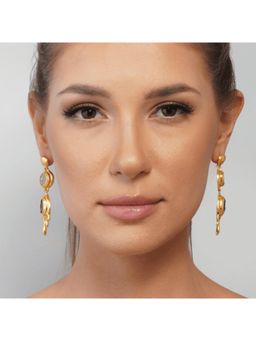 ZARIIN - Molten Two Drop Earrings With Rose Quartz And Amethyst