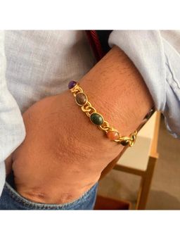 ZARIIN - 7 Gemstones Chakra Balancing Bracelet, In Gold For Men