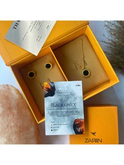 ZARIIN - Harmony Pendant Necklace And Stud Earrings Set - Black Onyx