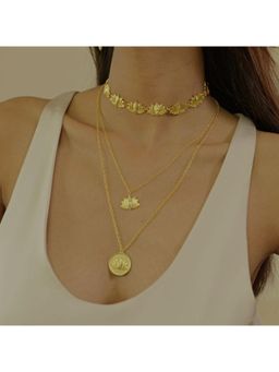 ZARIIN - Daily Reminder Lotus Power Layers(Set Of 2 Necklaces)