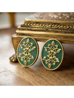 ZARIIN - Reflection Of You Green Onyx Stud Earrings