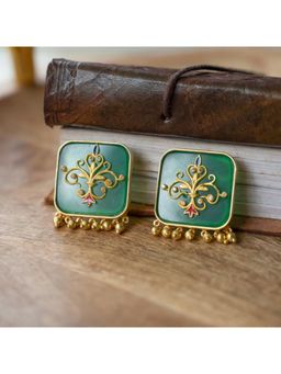 ZARIIN - Dream Of The Past Green Onyx Stud Earrings