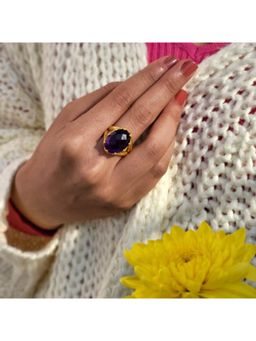 ZARIIN - Amethyst Healing Ring For Calmness And Good Health