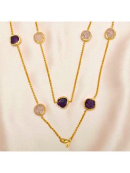 ZARIIN - The Alternating Amethyst Rose Quartz Gold Necklace