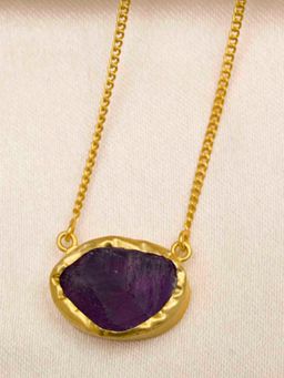 ZARIIN - A Touch Of Amethyst Stone Gold Necklace