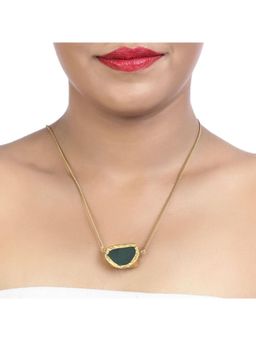 ZARIIN - A Touch Of Green Chalcedony Stone Gold Necklace