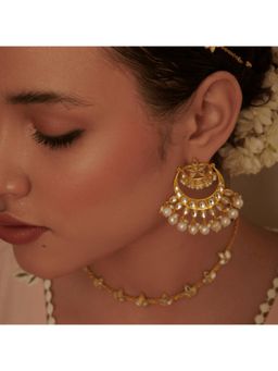 ZARIIN - Resham Chaand Baalis With Mirror Polki And Pearls
