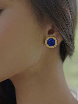 ZARIIN - Tranquil Life Stud Earrings With Lapis Lazuli - Intuition