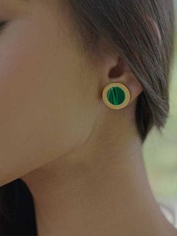 ZARIIN - Tranquil Life Stud Earrings With Malachite - Abundance
