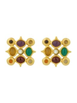 ZARIIN - Power Of Nine Navratan Stud Earrings