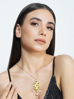 ZARIIN - Onwards And Upwards' Black Onyx And Pearl Pendant Necklace