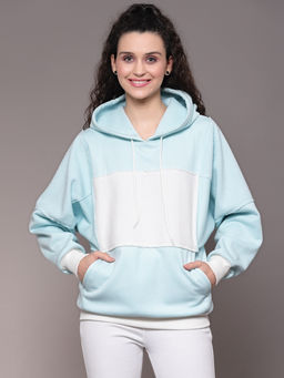 KASSUALLY - Blue Colorblock Hooded Sweatshirt