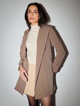 Cove and Lane - Brown Full Sleeves Solid/Plain Notched Lapel Blazer