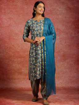Libas - Women Kurta and Salwar with Dupatta Blue (Set of 3)