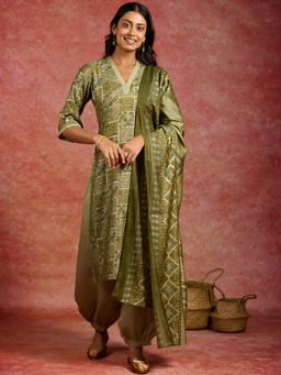 Libas - Women Kurta and Salwar with Dupatta Green (Set of 3)