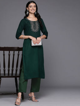 Libas - Women Kurta and Trousers Green (Set of 2)