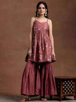 Libas - Women Kurta and Sharara Brown (Set of 2)