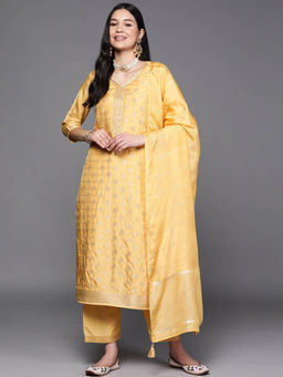 Libas - Women Kurta and Trousers with Dupatta Yellow (Set of 3)