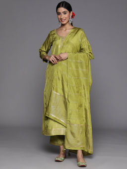 Libas - Women Kurta and Trousers with Dupatta Green (Set of 3)