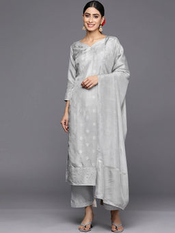 Libas - Women Kurta and Trousers with Dupatta Grey (Set of 3)