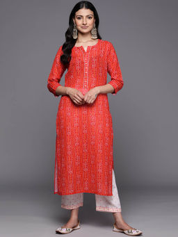 Libas - Women Kurta and Trousers Red (Set of 2)
