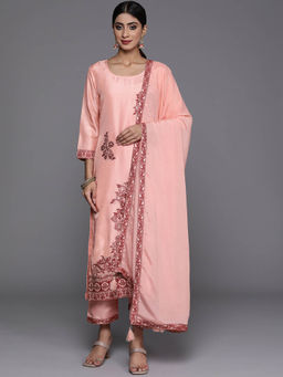 Libas - Women Kurta and Trousers with Dupatta Peach (Set of 3)