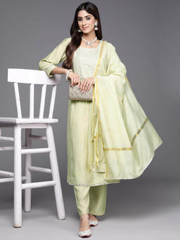 Libas - Women Kurta and Trousers with Dupatta Green (Set of 3)