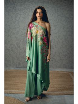 Paulmi & Harsh - Blue Natsu Women Silk Floral Dress with Skirt
