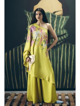 Paulmi & Harsh - Yellow Natsu Women Silk Floral Top and Pant