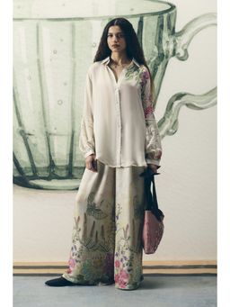 Paulmi & Harsh - Ivory Aika Women Silk Floral Shirt and Pant