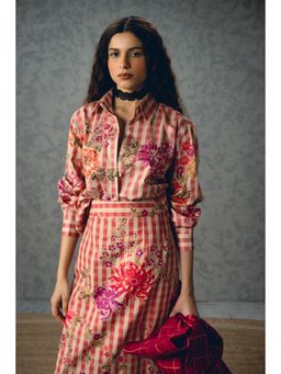 Paulmi & Harsh - Pink Kanso Women Cotton Floral Shirt and Skirt