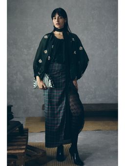 Paulmi & Harsh - Green Ruri Women Silk Embellished Top with Skirt