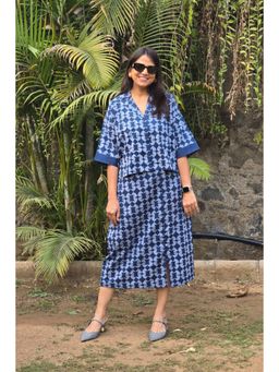 Pink Tree - Blue Cotton Top with Skirt
