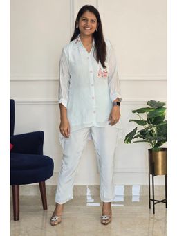 Pink Tree - Off White Crepe Top with Pant