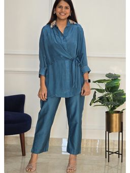 Pink Tree - Blue Silk Top with Pant