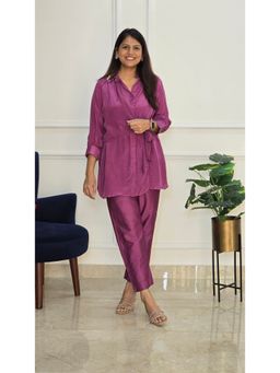 Pink Tree - Purple Polyester Satin Top with Pant