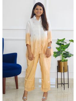 Pink Tree - White Silk Shirt with Pant